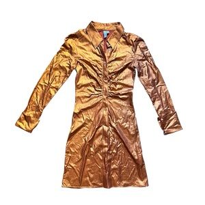 & Other Stories Orange Metallic Mini Dress Size 0